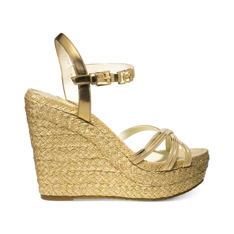 michael kors shoes gold platform pumps|michael kors platform wedge sandals.